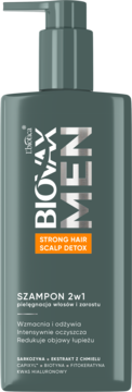 L'BIOTICA BIOVAX MEN Strong Hair Scalp Detox ,szampon wzmacniająco - detoksykujący, przeciwłupieżowy,przód