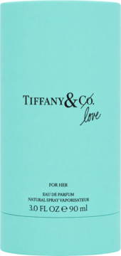 Tiffany & Co. Love For Her Eau de Parfum 90ml w turkusowym opakowaniu, widok z przodu.