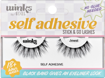 Ardell Winks Self Adhesive Jewel rzęsy w opakowaniu. Bez kleju, czarny pasek daje efekt eyelinera, 18h trwałości.