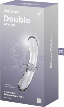 SATISFYER Double Crystal ,dildo szklane, podwójne, bezbarwne,przód