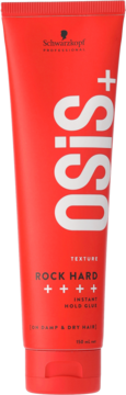 Czerwona tuba kleju do włosów Schwarzkopf OSiS+ Rock Hard 150ml, do bardzo mocnego utrwalenia, widok z przodu.