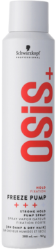 Biały mocny spray Schwarzkopf Professional OSiS+ Freeze Pump do włosów wilgotnych i suchych, widok z przodu.