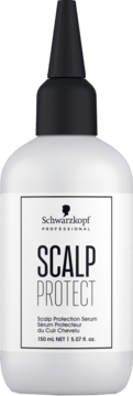 Białe serum Schwarzkopf SCALP PROTECT 150ml, ochronne do skóry głowy, z czarnym aplikatorem, widok z przodu.