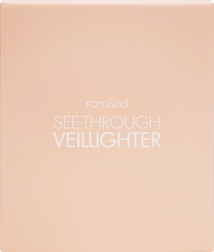 Rom&nd See-Through Veillighter 01 Sunkissed Veil, rozświetlacz w brzoskwiniowym kompakcie, widok z przodu.