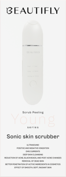 Biały Beautifly B-Scrub Young, sonic skin scrubber do peelingu kawitacyjnego, widok z przodu.