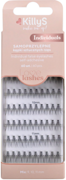 KillyS Make Up! Love Lashes, 60 sztuk, samoprzylepne kępki rzęs, rozmiary 9-11mm, w pudełku.