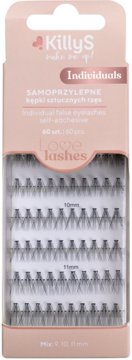 KillyS Make Up! Love Lashes, 60 sztuk, samoprzylepne kępki rzęs, rozmiary 9-11mm, w pudełku.