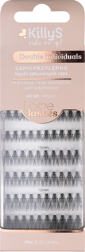 KillyS Love Lashes, samoprzylepne kępki sztucznych rzęs w opakowaniu z widocznymi 60 sztukami w rozmiarach 8, 10, 12 mm.
