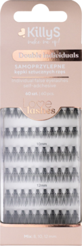 KillyS Love Lashes, samoprzylepne kępki sztucznych rzęs w opakowaniu z widocznymi 60 sztukami w rozmiarach 8, 10, 12 mm.