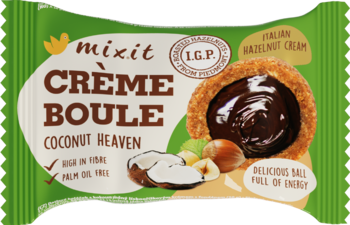 MIXIT Creme Boule ,ciastko daktylowo-kokosowe z kremem orzechowo-czekoladowym, Coconut Heaven,przód