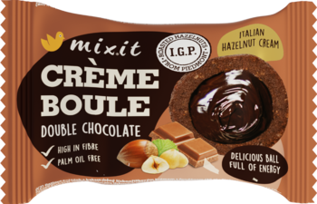 MIXIT Creme Boule ,ciastko daktylowe z kakao z kremem orzechowo-czekoladowym, Double Chocolate,przód