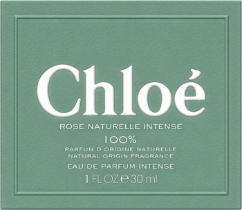Zielone opakowanie perfum Chloé Rose Naturelle Intense, widok z przodu, z białym napisem i informacją o pojemności 30ml.