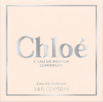 Chloé Lumineuse woda perfumowana dla kobiet, jasnoróżowe pudełko 50 ml, widok z przodu. Srebrne napisy, słodki kwiatowy zapach.