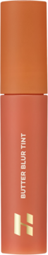 Holika Holika Butter Blur Tint w terakotowej tubce z brązową nakrętką, złote logo H, pionowy widok z przodu.