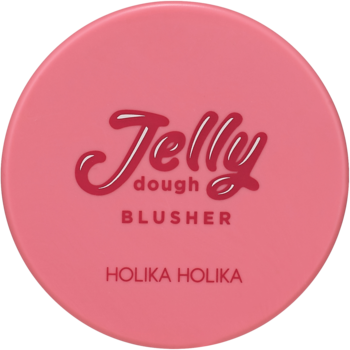 Różowy, okrągły róż do policzków Holika Holika Jelly Dough Blusher Rose Jelly w kompakcie, widok z góry.