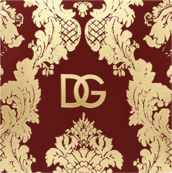 Zestaw Dolce & Gabbana Light Blue: luksusowe opakowanie ze złotym damaskiem na burgundzie i logo DG.
