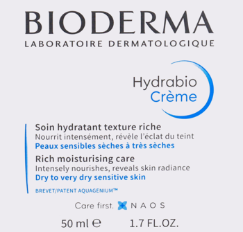 BIODERMA Hydrabio ,krem do twarzy, nawilżający, skóra wrażliwa, sucha i bardzo sucha,przód