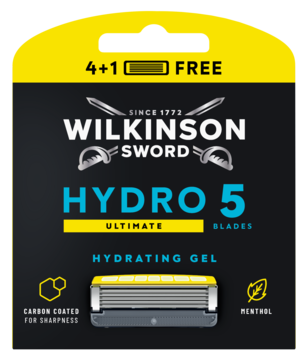 Wilkinson Sword Hydro 5 Ultimate wkłady, czarne opakowanie 4+1 FREE, ostrza z żelem nawilżającym, mentolem.