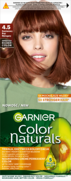 GARNIER COLOR NATURALS CREME ,krem do włosów, trwała, odżywcza koloryzacja, nr 4.5 Kasztanowy Brąz,przód