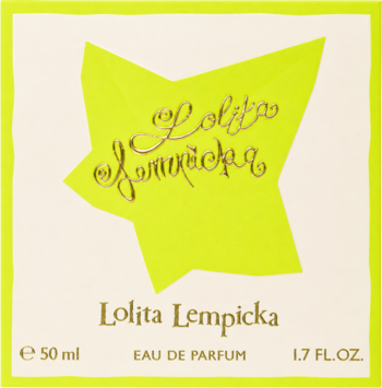 Lolita Lempicka woda perfumowana dla kobiet, 50 ml. Jasne pudełko z neonowożółtą gwiazdą i złotym logo. Widok z przodu.