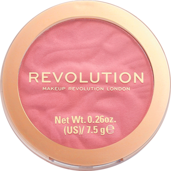 Róż Revolution Reloaded Pink Lady, różowy, z perłowym połyskiem, w otwartej, okrągłej puderniczce.
