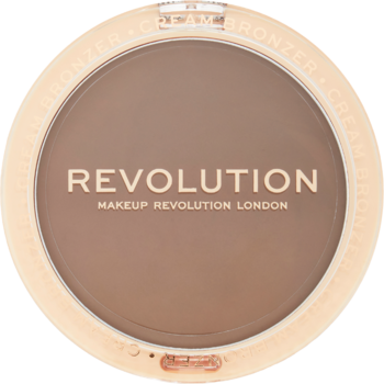 Kremowy bronzer Revolution Ultra Cream Bronzer Medium w okrągłym, beżowym opakowaniu, widok z góry.