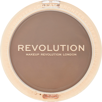 Kremowy bronzer Revolution Ultra Cream Bronzer Medium w okrągłym, beżowym opakowaniu, widok z góry.