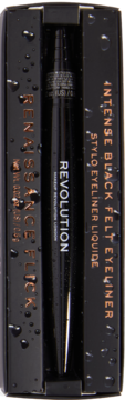 Revolution Renaissance Flick, czarny wodoodporny eyeliner w pisaku, w otwartym pudełku, widok z góry.