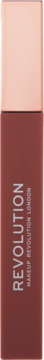 Pomadka Revolution IRL Whipped Lip Crème Frappuccino Nude, pionowy widok, brązowo-czerwona, jasnoróżowa zakrętka.