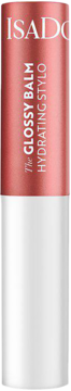 Peachy-różowy balsam do ust IsaDora Glossy Balm Hydrating Stylo Sweet Peach, w dwukolorowym sztyfcie, przód.