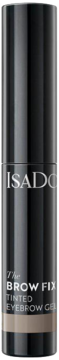 IsaDora The Brow Fix Tinted Eyebrow Gel w metalicznej czarnej tubce, odcień Taupe, widok z przodu.