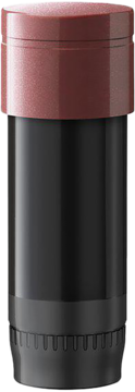 Wkład IsaDora Perfect Moisture Lipstick, czarny z bordową heksagonalną nakładką, dół żebrowany, widok pionowy.