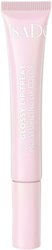 Jasnoróżowy błyszczyk IsaDora Glossy Lip Treat w tubce, nawilżający kolor do ust, widok z przodu.