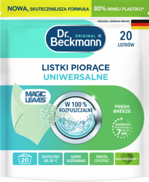 DR. BECKMANN Original Magic Leaves,listki do prania, uniwersalne, Fresh Breeze,przód