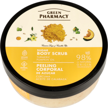 GREEN PHARMACY ,peeling do ciała, cukrowy, Kurkuma,przód