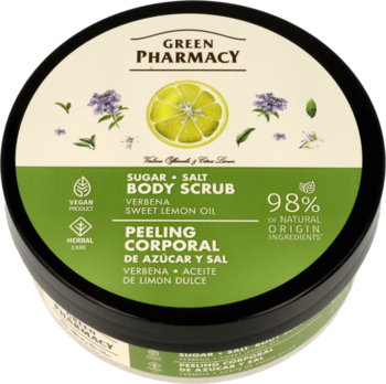 GREEN PHARMACY ,peeling do ciała, cukrowo-solny, Werbena,przód