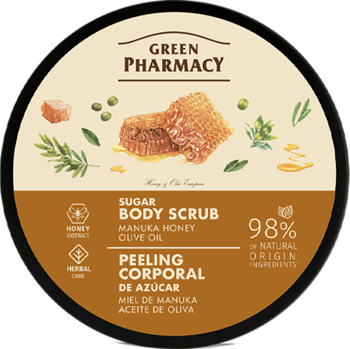 GREEN PHARMACY ,peeling do ciała, cukrowy, Miód Manuka,przód
