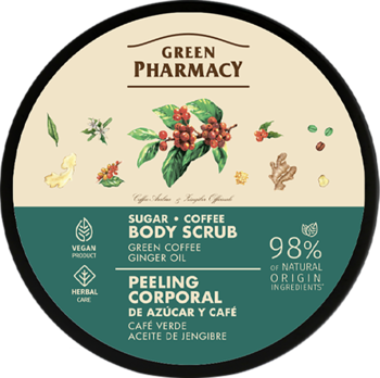 GREEN PHARMACY ,peeling do ciała, cukrowo-kawowy, Zielona Kawa,przód