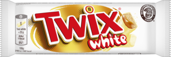 TWIX White ,baton w białej czekoladzie z karmelem,przód