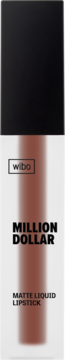 Wibo Million Dollar matowa pomadka w płynie nr 12, brązowy odcień w tubce z czarną zakrętką.