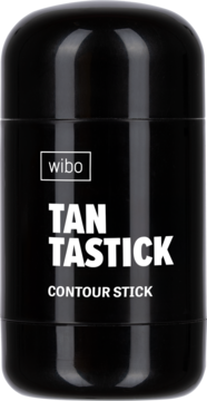 Wibo Tantastick kremowy bronzer w sztyfcie do konturowania, czarny, z białym napisem. Widok z przodu.