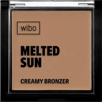 Wibo Melted Sun Creamy Bronzer w czarnym kwadratowym kompakcie, odcień Chestnut, widok z g3ry.