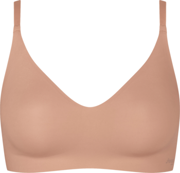 Beżowy bezfiszbinowy biustonosz Sloggi Zero Microfibre 2.0, gładki, bezszwowy bralette, widok z przodu.