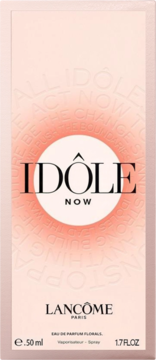 Lancome Idole Now Eau de Parfum Florale 50ml box, light pink, black text, with embossed circular design.