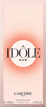 Lancome Idôle Now EDP Floral, różowe pudełko 100ml, z centralnym, gradientowym napisem Idôle Now, widok z przodu.