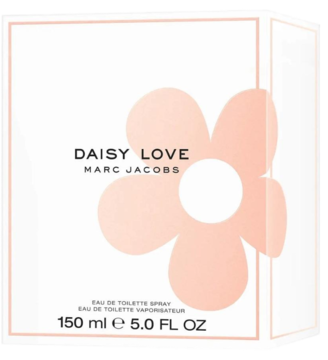 Daisy Love Marc Jacobs woda toaletowa, białe opakowanie z różowym kwiatem, widok frontalny, 150ml.