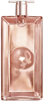 Lancome Idôle L'Intense woda perfumowana, smukła, różowo-złota butelka z okrągłym wgłębieniem, widok z przodu.