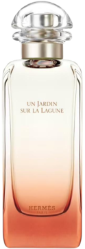 Hermes Un Jardin Sur La Lagune woda toaletowa w szklanej butelce ombré od jasnego do koralowego, widok z przodu.