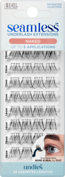 Opakowanie Ardell Seamless Underlash Extensions Naked Undies, 32 kępki rzęs 10-16mm, widok z przodu.