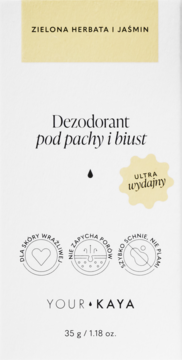 Your Kaya dezodorant Zielona Herbata i Jaśmin, 35g, białe opakowanie. Do pach i biustu, wrażliwa skóra.